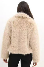 3DESY női vastag műszőrme egyéb kabát jellegű rövidebb hosszú ujjú V nyakú