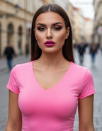 pinkneon Kikiriki női póló V nyakú