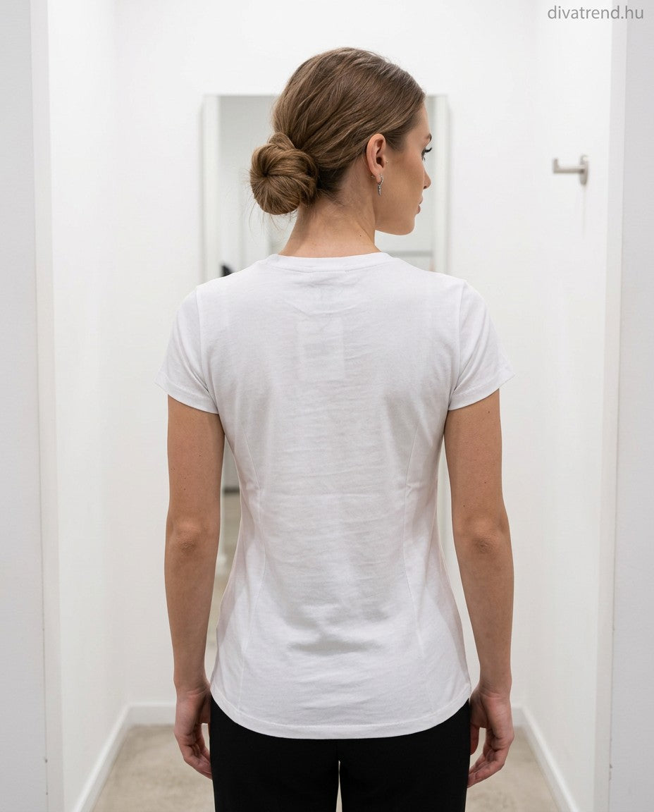 női mintás pamut póló hátulról