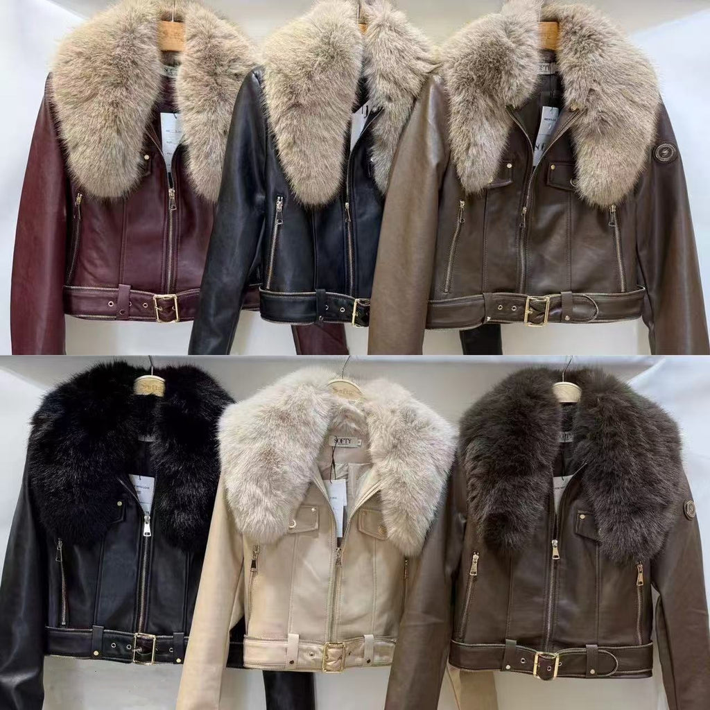 Softy női bőr hatású műszőrmés kabát